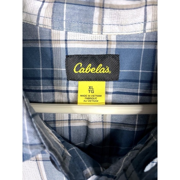 Cabelas All Over Vented Men's Blue Short Sleeve Plaid XL Hiking Fishing Shirt - Picture 4 of 9